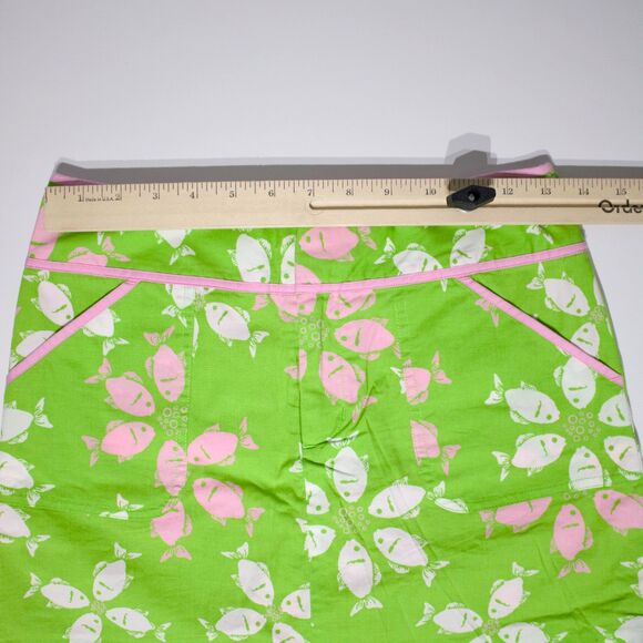VTG Lilly Pulitzer White Label Mini Skirt Skort Green Pink Fish Women Sz. 0 (B5) - Picture 10 of 10